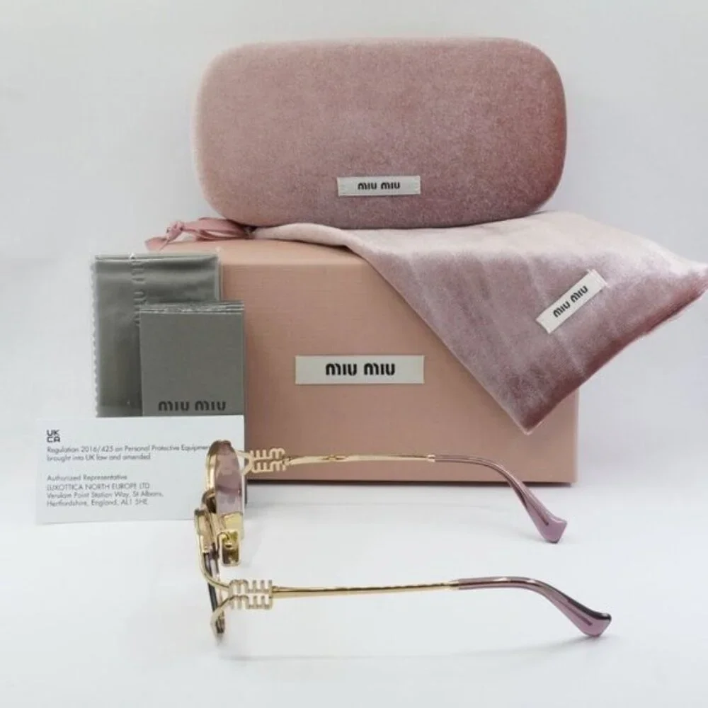 Miu Miu MU52YS 5AK06S Oval Sunglasses – Gold - Picture 12 of 13